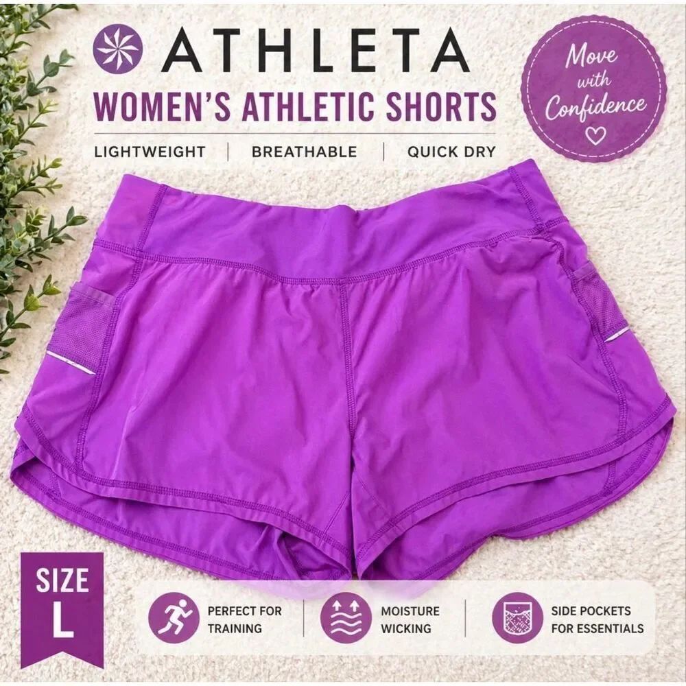 Athleta Pink Athletic Running Shorts Women’s Size L Active Gym Workout
